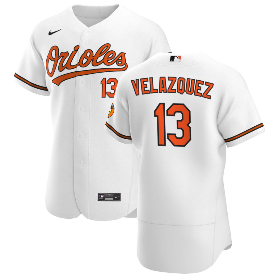 Baltimore Orioles #13 Andrew Velazquez Men Nike White Home 2020 Authentic Player MLB Jersey